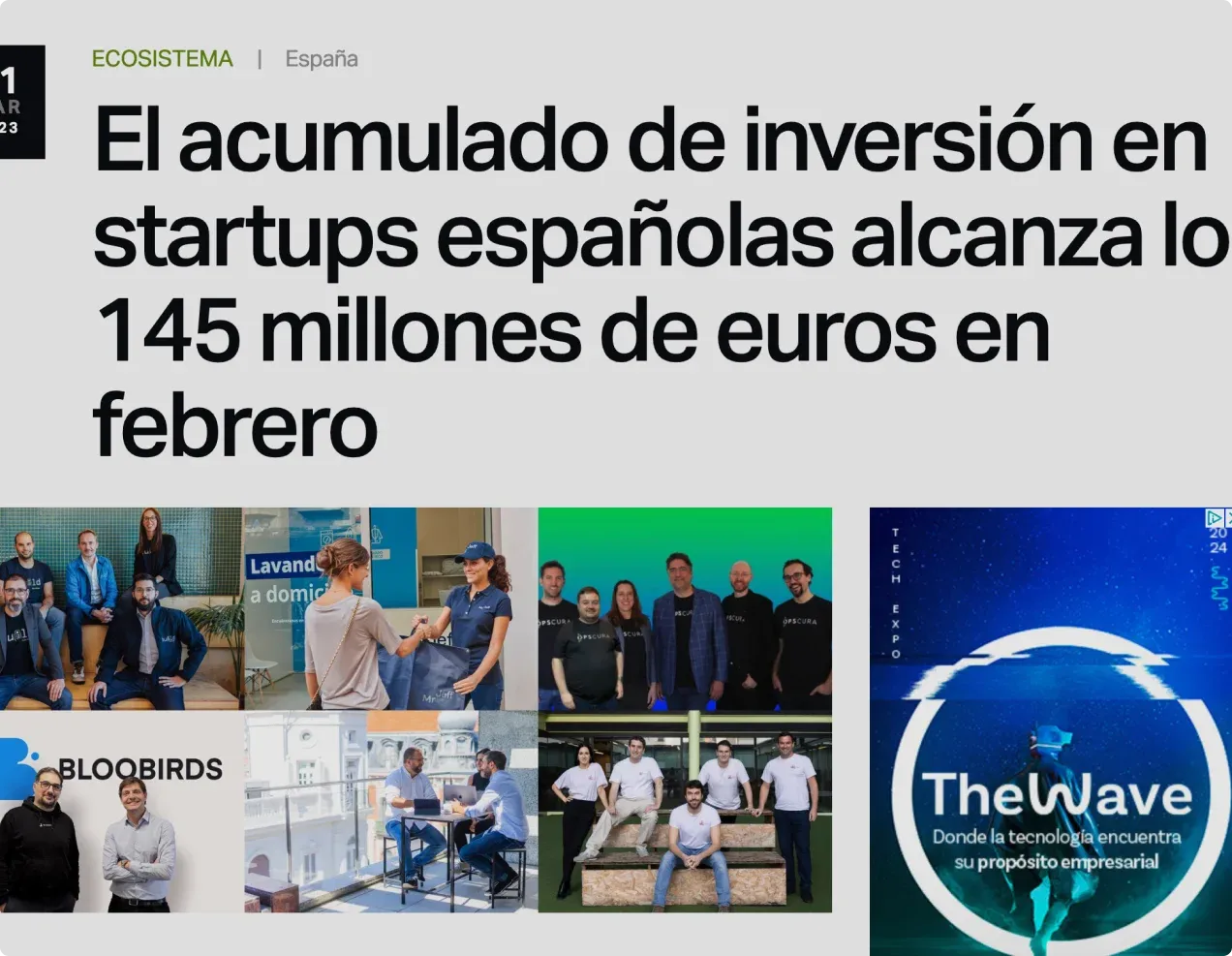 El acumulado de inversión en startups españolas...